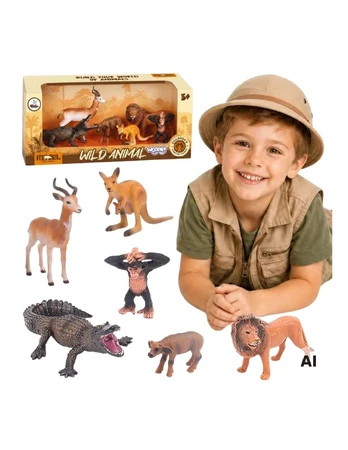 WOOPIE Safari Wild Animal Figures Set 6 pcs.