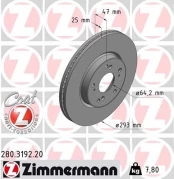 Stabdžių diskas ZIMMERMANN 280.3192.20 kaina