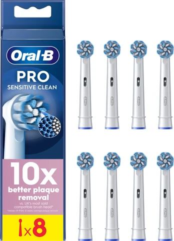 Oral B - Pro Sensitive Clean Toothbrush Heads - White - 8 Counts