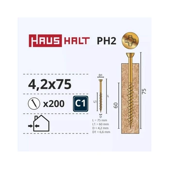 Medsraigtis Haushalt, 4.2 x 75 mm, geltona, 200 vnt.