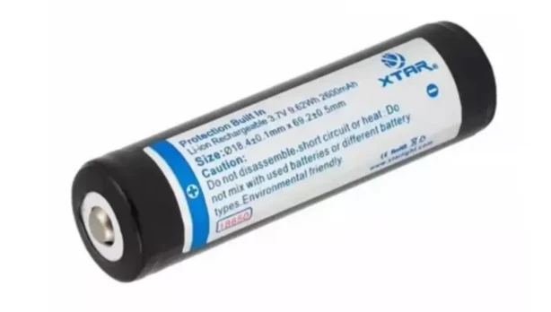 Akumuliatorius Xtar 18650 3,7 V 2600 mAh Li-Ion su apsauga