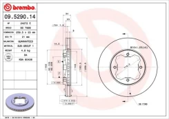 Stabdžių diskas BREMBO 09.5290.14 kaina
