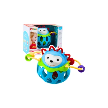 Lean Toys Soft Ball Hedgehog Ball With Rattle Sensory Toy Mėlyna