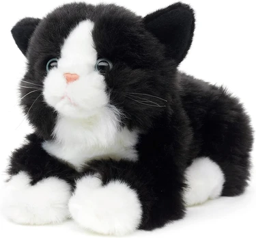 Minkštas pliušinis kačiukas, 20 cm, juodai baltas