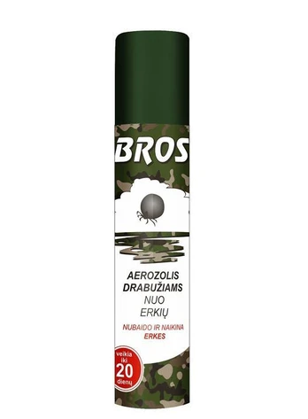 Aerozolis BROS drabužiams nuo erkių, 90ml