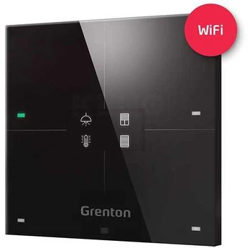 GRENTON SMART PANEL/ 4 TOUCH AREA/ OLED DISPLAY/ WI-FI/ Juodas GLASS FRONT