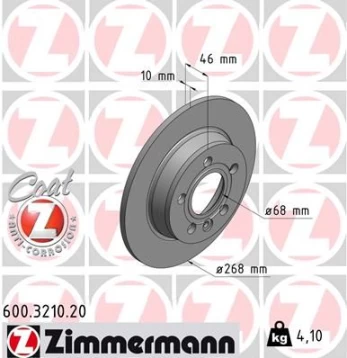 Stabdžių diskas ZIMMERMANN 600.3210.20