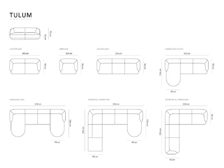 Panoramic Left Corner Sofa, "Tulum", 6 Seats, 330x255x70 Made in Europe