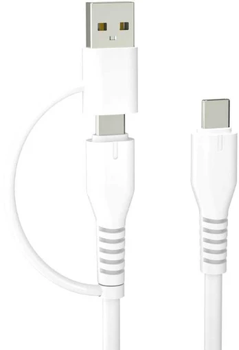 Forever Recycling Forever perdirbimo kabelis 2w1 1,5m 3A USB-C - USB-C + USB-A KR2W1-00 baltas