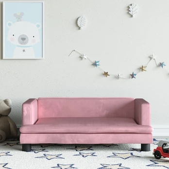 Vaikiška sofa, rožinės spalvos, 80x45x30cm, aksomas