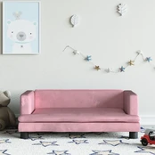 Vaikiška sofa, rožinės spalvos, 80x45x30cm, aksomas kaina