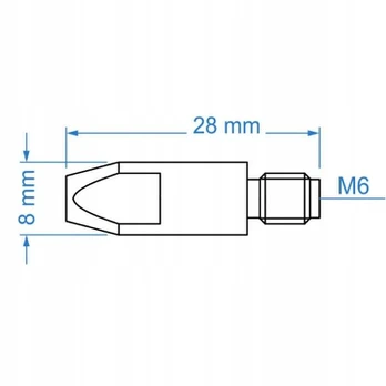 Prėjiantis antgalis Mig/mag aliuminiui M6x28 1,0 mm