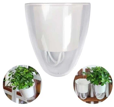 Savaime laistantis gėlių vazonas – 14.5 cm – baltas – su