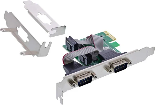 „InLine®“ sąsajos plokštė, 2x nuosekliosios RS-232 jungtys, PCIe, AX99100, žemo profilio