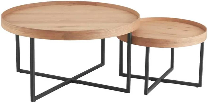 Coffee table MUSIC 2pcs set D60xH38, D90xH46, oak