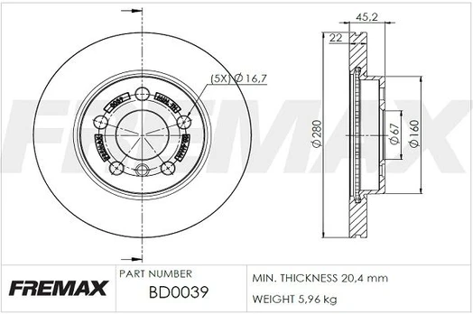 Stabdžių diskas FREMAX BD-0039
