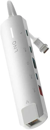 LINQ LQ49061 6in1 PRO USB-C Multiport Hub 140W pilkas/ baltas