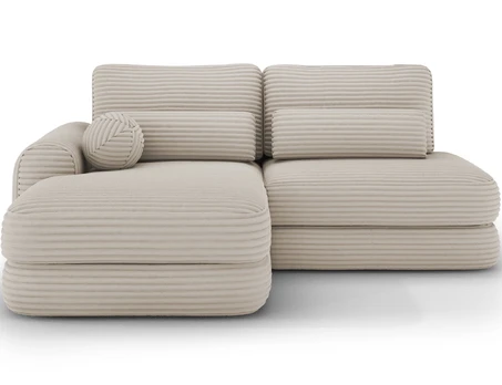 Ripeli Corner Sofa Bed with Storage, Beige Velvet, Left-Hand Facing, Modern, Beige