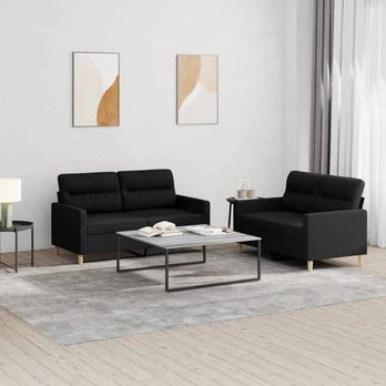 Sofa Sofos komplektas su pagalvėlėmis, 2 dalių, juodas, audinys