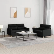 Sofa Sofos komplektas su pagalvėlėmis, 2 dalių, juodas, audinys kaina