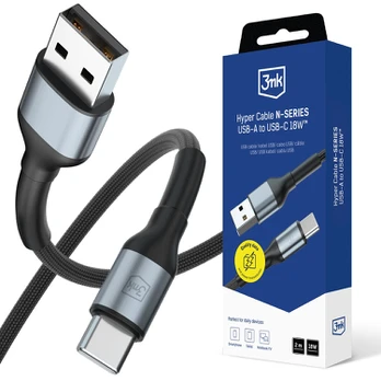 3Mk Protection Accessories - 3mk Hyper Cable N-SERIES A to C 2m 9V/2A 18W Juodas