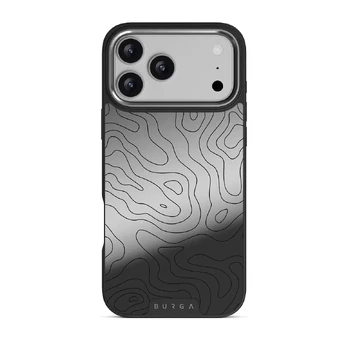 Wild Terrain - Minimalist iPhone 17 Pro Max Case, Elite Mirror Dark (MagSafe) / Silver