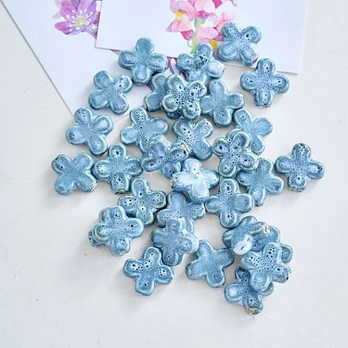 Keraminių karoliukų rinkinys, Flower glaze gray (randomly send 5pcs)