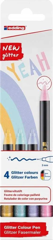 Edding Fine tip markeris e-1200 EDDING, 3mm, 4 vnt., blizgučių mišinys