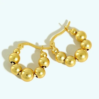 Sidabriniai auskarai Bubble Gold