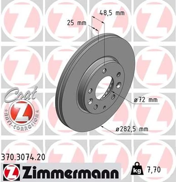 Stabdžių diskas ZIMMERMANN 370.3074.20