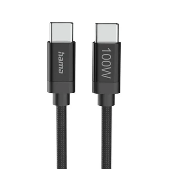 Cable Hama "Fabric" USB-C/USB-C 100W 1.5m Nylon, Black