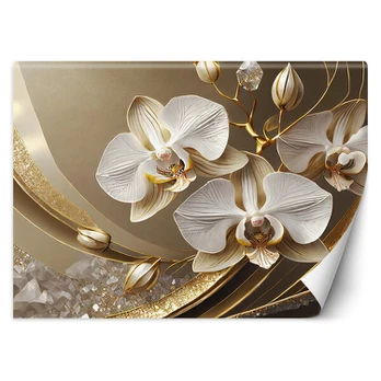 Fototapetai, Auksinės orchidėjos gėlė 3D