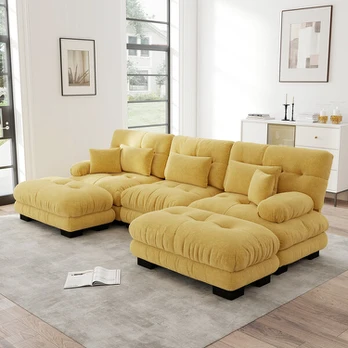 Modulinė kampinė sofa, U formos, miegama su taburete, 1 vnt