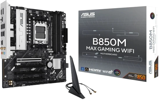 Mainboard|ASUS|AMD B850|SAM5|Micro-ATX|Memory DDR5|Memory slots 4|3xPCI-Express 4.0 16x|1xPCI-Express 5.0 16x|3xM.2|1xHDMI|1xDisplayPort|5xUSB 2.0|2xUSB 3.2|2xUSB-C|1xRJ45|3xAudio port|B850MMAXGAMINGWIFI | B850M MAX GAMING WIFI