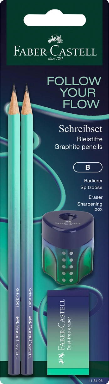 Harilik pliiats Faber-Castell Grip Flow Edition Buzzing Blue 2tk/bl