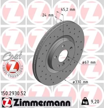 Stabdžių diskas ZIMMERMANN 150.2930.52