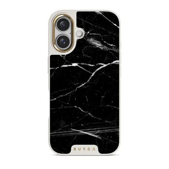 Noir Origin - Black Marble iPhone 16 Plus Case, Elite Light (MagSafe) / Gold
