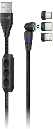 CONNECT IT Magnetic PowerLink 3in1 cable (USB-C/Lightning/MicroUSB), 2m