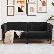 Dvivietė sofa, juodos spalvos, aksomas kaina