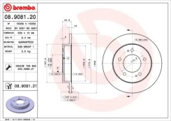 Stabdžių diskas BREMBO 08.9081.21 kaina