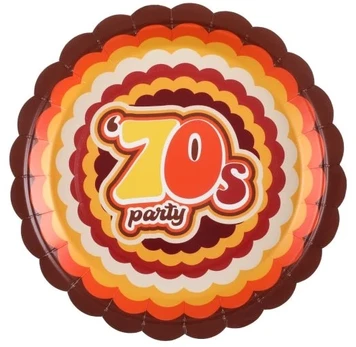 Santex 70-ųjų vakarėlio popierinės lėkštės, 23 cm