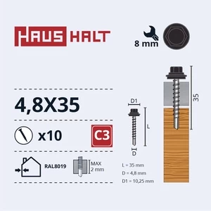 Savisriegis Haushalt, 4.8 mm x 35 mm, 10 vnt.