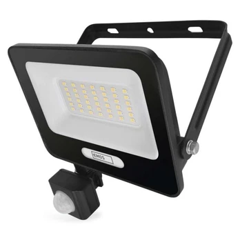 LED prožektorius EMOS GLARO, 30 W, 3000 lm, IP54, NW, su PIR jutikliu, juodas