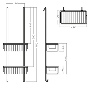 Pakabinama lentynėlė SHELF UNI 750x250 mm, chromas