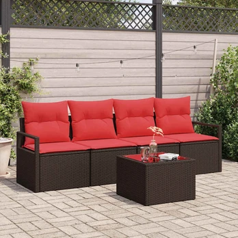 Sofos komplektas 5 pcs Ruda ir raudona poliratanas