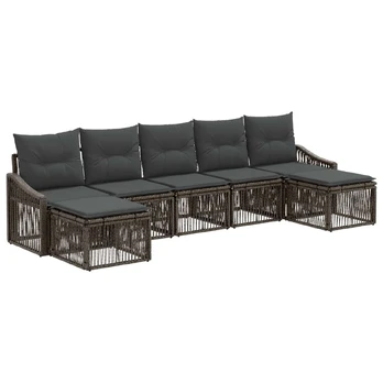 Sodo Sofų Rinkinys 7 pcs Pilka poliratanas