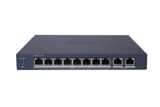 10 prievadų, 8 PoE komutatorius Hikvision DS-3E1510P-EI/M(B)