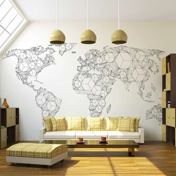 Artgeist Fototapetas - Map of the World - baltas solids