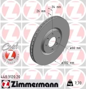 Stabdžių diskas ZIMMERMANN 440.3120.20 kaina