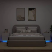 Naktinės spintelės su LED lemputėmis, 2vnt., baltos, mediena kaina